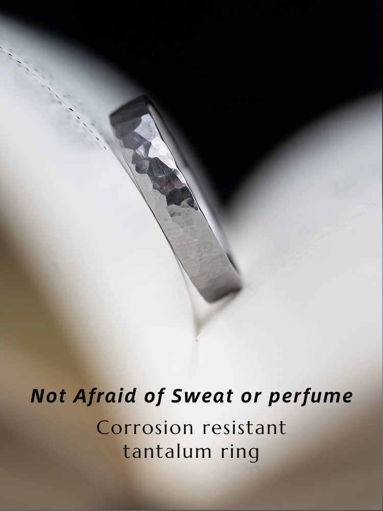 Pure Tantalum Ring | Hand-Forged Hammered Mirror Finish