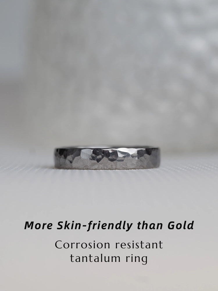 Pure Tantalum Ring | Hand-Forged Hammered Mirror Finish