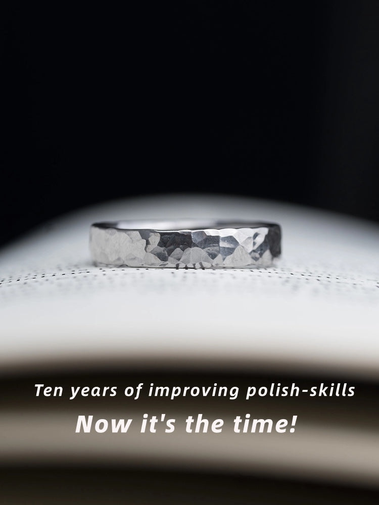 Pure Tantalum Ring | Hand-Forged Hammered Mirror Finish
